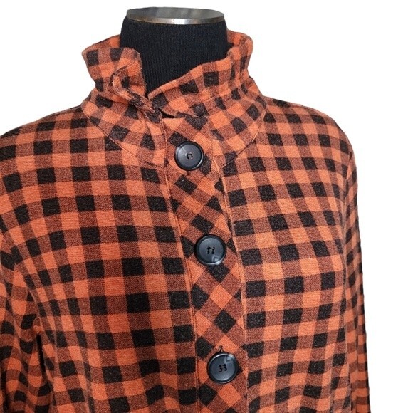 TERRA SJ Apparel Buffalo Plaid Tunic Red Black Check Pockets Quarter Button Sz L - Picture 3 of 13